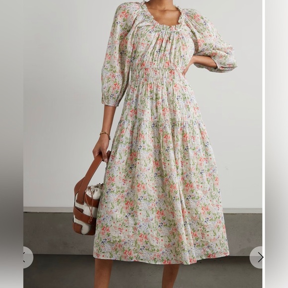 NWT THE GREAT.||
The Moonstone gathered floral-print cotton midi dress, Size Xs - Picture 1 of 8